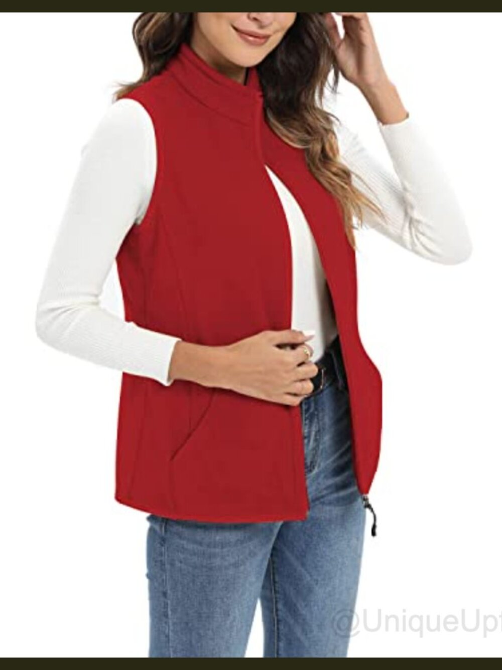 Fleece Vest with 6 Pockets Lightweight Daily Wear Sleeveless